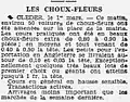 Article de journal évoquant la vente de la récolte des choux-fleurs à Cléder en 1937.