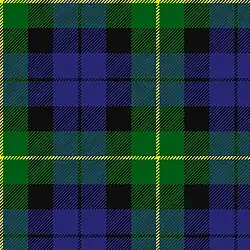 Clan Campbell Breadalbane : la bande verte chargée d'un filet jaune, la bande bleue chargée d'un filet noir.