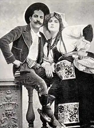 Clara Ward et Rigó Jancsi, d'après une carte postale allemande vers 1905.