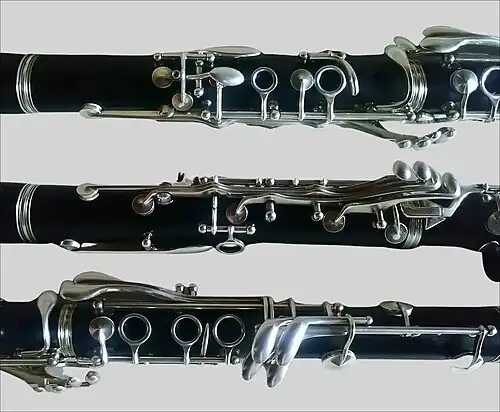 1. corps du haut -   2. clé de douzième - 3. corps du bas