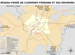 Carte du réseau ferré (tramway et train) de l'agglomération