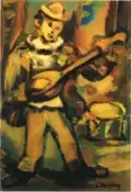 Clown musicien, 1942, huile sur carton, 34&nbsp;×&nbsp;23&nbsp;cm, collection privée.