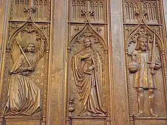 Gabriel, la Vierge et Charlemagne.