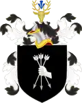 The thirtieth entry in the Roll of Arms, the coat of arms of Percival Lowell, of the Boston Brahmin Lowell family.