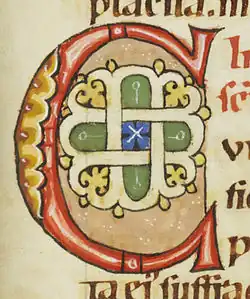 Lettrine médiévale du Codex Bodmer 127.