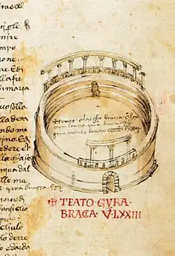 Page du Codex Rustici illustrant l'amphithéâtre de Florence (XVe&nbsp;siècle).