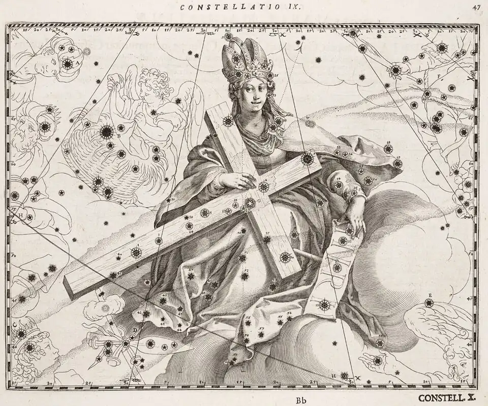 La constellation du Cygne comprenant la Croix du Nord, Schiller décide de la remplacer par Sainte Hélène, découvreuse de la croix où Jésus subit le martyre. C'est aussi une référence à Hélène de Troie, née de Léda et de Zeus transformé en cygne.