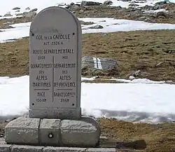 Borne interdépartementale.