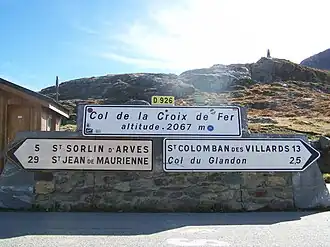 Panneaux routiers du col.
