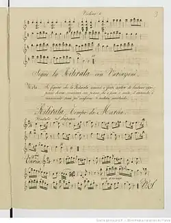 photographie en noir et blanc de la première page du manuscrit de la ritirata.