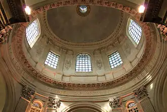 La coupole, de forme elliptique à l'intérieur.