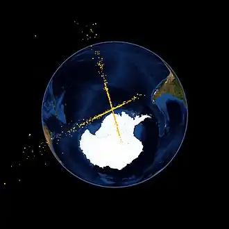 Champs de débris après 50 minutes