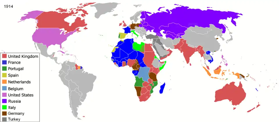 Empires coloniaux occidentaux en 1914.