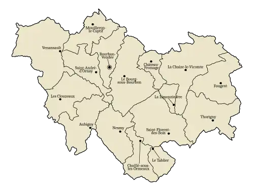 Les communes du canton de Bourbon-Vendée, en 1824.