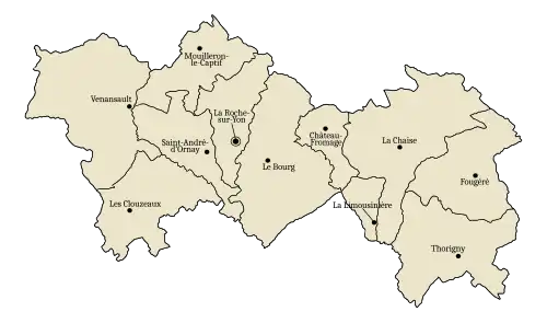Les communes du canton de La Roche-sur-Yon, en 1801.