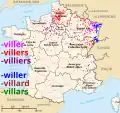 Terminaison en -viller, -willer, -villers et -villiers.