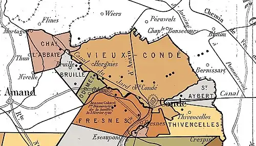 La concession de Vieux-Condé vers 1880, parmi les autres instituées autour.