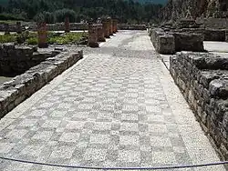 Mosaïque du couloir de la villa swastika