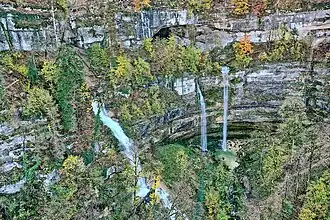 Les cascades du Lançot et la grotte-source.