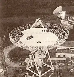 Montage de l'antenne en 1976.
