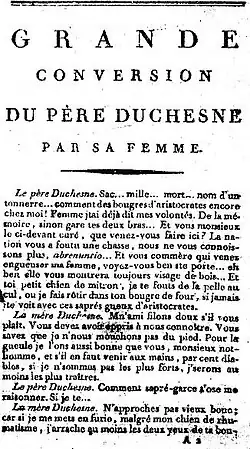 Texte inspiré par le Père Duchesne.