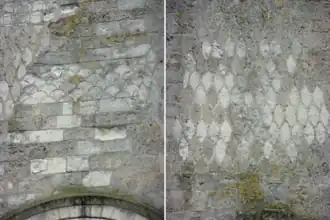 Photomontage de différents motifs de décor en pierre sur un mur.