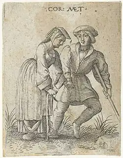 G2. Couple d'estropiés, signé : COR.MET.