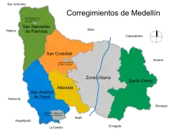 Corregimientos de la municipalité de Medellín.