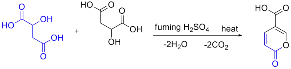 (en) Conversion de l'acide malique en acide coumalique.