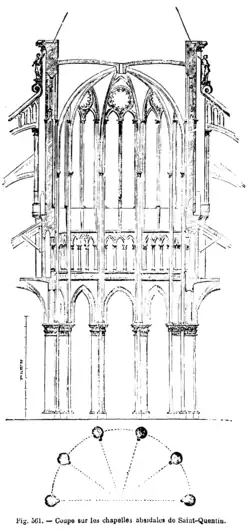 Dessin de l'abside de la basilique de Saint-Quentin (noir et blanc).