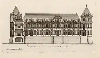 "Profil du dedans de la cour du Chasteau de Colombieres en Brie".