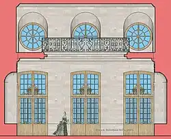 Essai de coupe du Vestibule Supérieur, qui fait fonction de salon à l'italienne.