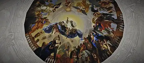 Vue restituée de la coupole de la chapelle de Sceaux peinte par Charles Le Brun.