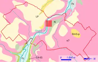 Carte représentant les différentes formations géologiques d'un territoire au moyen d'un jeu de couleurs.