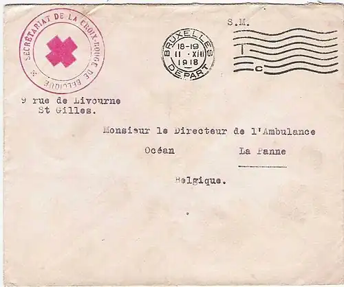Courrier adressé à l'hôpital de l'Océan en 1918.