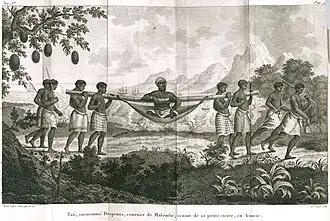 Un courtier de Malembe porté par ses serviteurs.