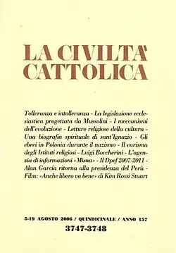 page de couverture de la revue La Civiltà Cattolica
