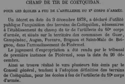 Création du champ de tir de Coëtquidan en 1878 (Conseil général du Morbihan).