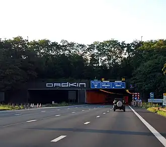 L'entrée du Craeybeckxtunnel depuis Bruxelles.