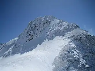 Vue sur le Crast' Agüzza depuis les refuges Marco et Rosa.