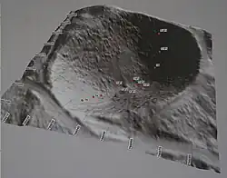 Cratère de 60&nbsp;m relevé par le laboratoire GEGENAA