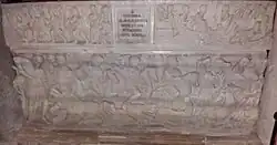 Sarcophage du VIe&nbsp;siècle avec scène de chasse.