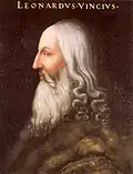 Portrait posthume de Léonard de Vinci par Cristofano dell'Altissimo, inspiré du dessin de Melzi (Galerie des Offices).