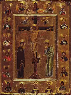 Crucifiement - Icône byzantine. 2e&nbsp;moitié du XIIe&nbsp;siècle, monastère Sainte-Catherine du Sinaï