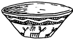 Bol chalcolithique de Madrid avec cerf schématisé et soliforme.