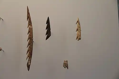 Harpons décorés découverts dans la grotte.