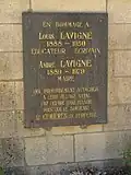 Plaquette Louis Lavigne  et André Lavigne.