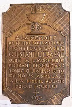Mémorial au curé Constant Lifrange
