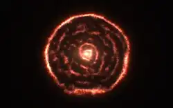 Description de l'image Curious spiral spotted by ALMA around red giant star R Sculptoris (data visualisation).jpg.