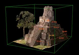 Modélisation du temple II de Tikal.